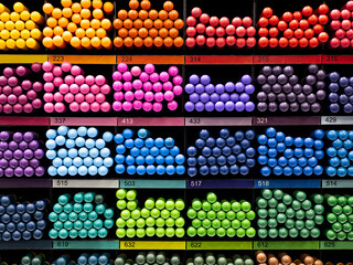 Retail display shelf of colorful marker pens