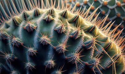Obraz premium a close up of a cactus plant with many small spikes. generative ai
