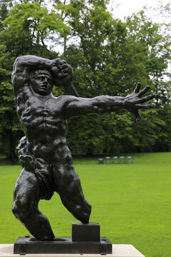 The Caillebotte estate in Yerres, France. One-legged warrior, Antoine Bourdelle, bronze 1893-1902. France.