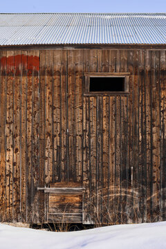 a wooden barn wall