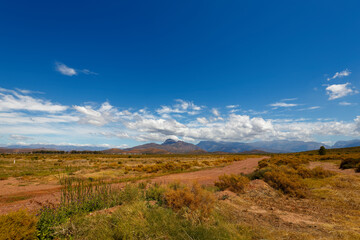 Blue skies with white clouds over the Breede River Valley near Worcester, South Africa.