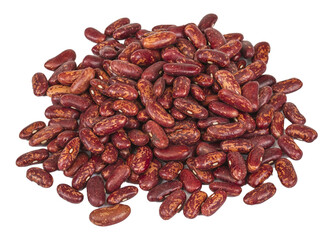 A handful of red beans. View from above. Isolated on white background.
