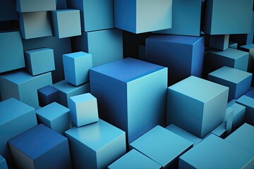 Fototapeta na wymiar Abstract 3D render blue geometric background. Generative AI
