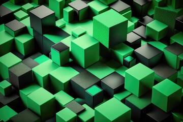 Abstract 3D render green geometric background. Generative AI