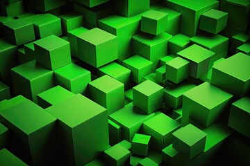 Abstract 3D render green geometric background. Generative AI