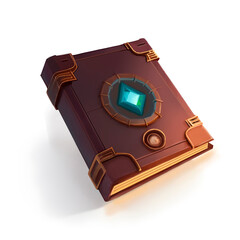 old spellbook, fantasy rpg item, game props design. white background
