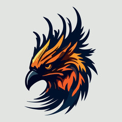 Phoenix head mascot esport logo vector illustration with isolated background