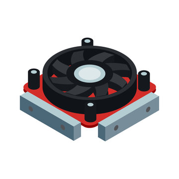 black fan on red base isometric view clip art preview