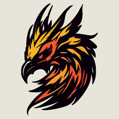 Phoenix head mascot esport logo vector illustration with isolated background