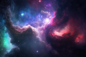 Obraz na płótnie Canvas Nebula and galaxies in outer space endless universe. Generative AI