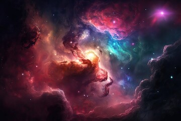 Fototapeta na wymiar Nebula and galaxies in outer space endless universe. Generative AI