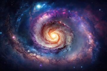 Galaxy nebula in outer space endless universe. Generative AI