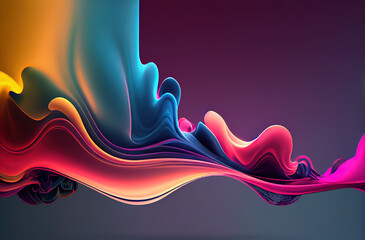 Generative AI: Abstract liquid wavy shapes futuristic banner. Glowing retro