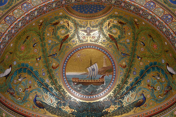 Notre-Dame de la Garde basilica, Marseille. Apse mosaic. France.