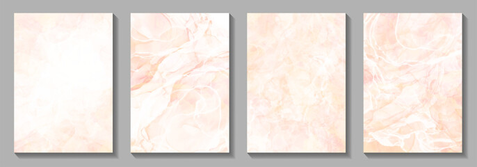 Marble vector texture background for cover design, poster, cover, banner, flyer, cards and design interior. Marbled tile. Pink and beige stone texture. Hand-drawn luxury illustration.