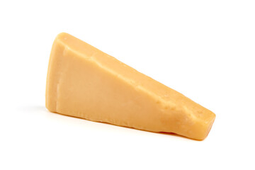 Parmesan cheese, italian hard cheese, isolated on white background.