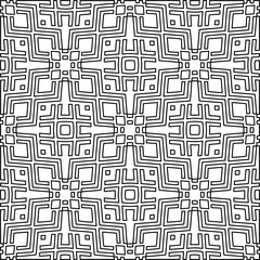  Monochrome ornamental texture with smooth linear shapes, zigzag lines, lace pattern.Abstract geometric black and white pattern for web page, textures, card, poster, fabric, textile.