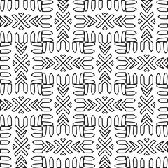  Monochrome ornamental texture with smooth linear shapes, zigzag lines, lace pattern.Abstract geometric black and white pattern for web page, textures, card, poster, fabric, textile.
