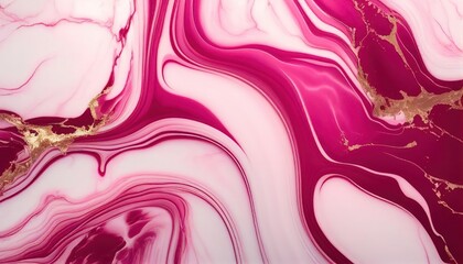 Abstract magenta marble texture with gold splashes, pink luxury background
