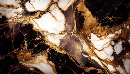 Abstract dark marble texture with gold splashes, dark luxury background