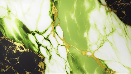 Abstract avocado marble texture with gold splashes, green luxury background