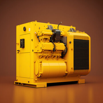 Yellow diesel generator. Generative AI.