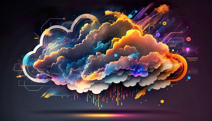 Cloud Computing Abstract Illustration - Generative AI