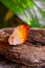 Citrine quartz on garden background