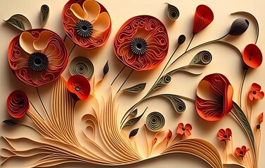 Close up of Poppies - Generated by Generative AI