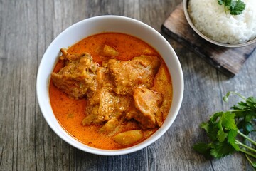 Malaysian style chicken curry with potatoes | kari ayam, selective focus