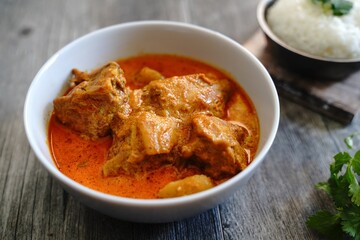 Malaysian style chicken curry with potatoes | kari ayam, selective focus