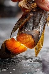 Salted dried goby fish. Fish appetizer for beer