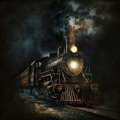 Obraz premium steam train in the forest