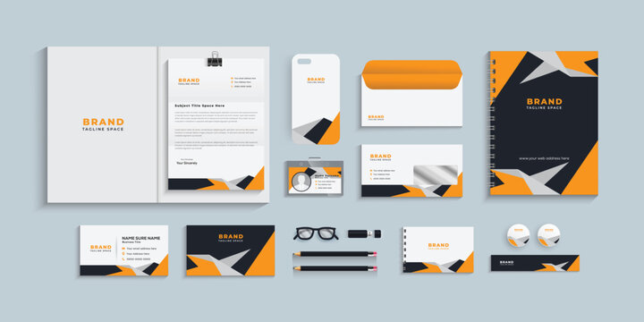 corporate identity template with digital elements. Vector company style for brand book and guideline. minimal, modern design, 