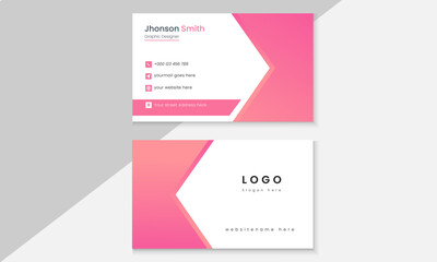 Futuristic professional business card design with Pink and modern theme.