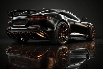 Cool black generic sports car isolated on a background illustrated with generative AI