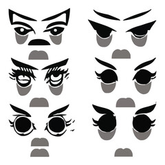 Set of different eyes expressions vector file