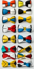Foto auf Acrylglas A set of various colorful de stijl art style bow tie designs isolated on white background. Generative AI © Denniro