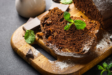 Homemade Chocolate cake. Healthy natural dessert.