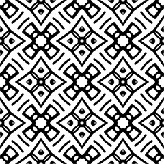 Vector geometric seamless pattern. Minimal ornamental background with abstract shapes. Black and white texture. Simple abstract ornament background. Dark repeat design for decor, fabric, cloth.