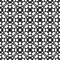 Vector geometric seamless pattern. Minimal ornamental background with abstract shapes. Black and white texture. Simple abstract ornament background. Dark repeat design for decor, fabric, cloth.