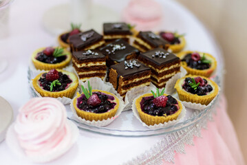 Delicious sweets on candy bar.  