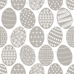 Beige grey and white Easter eggs ornaments pattern