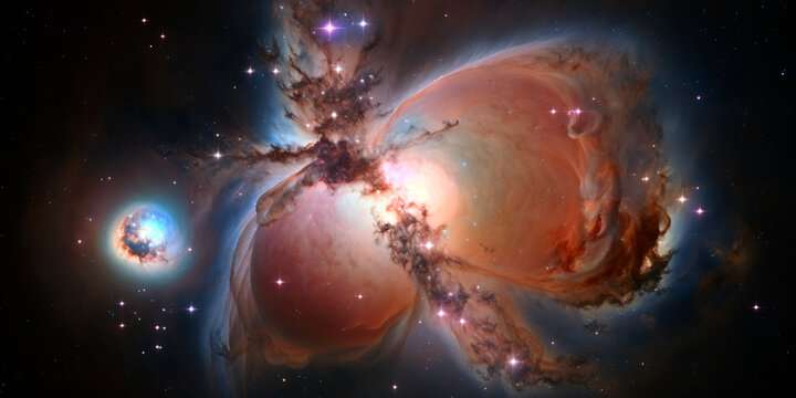 Spectacular view of the Orion Nebula in vivid colors and intricate details