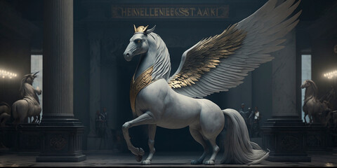 Pegasus at the Court of King Midas: Mythical Scene with Flying Horse