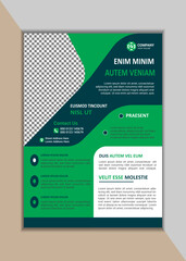 Corporate business flyer, green color. A4 Size with Bleed Vector design