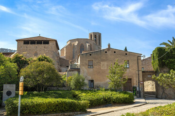 Fototapeta na wymiar The Monastery of Pedralbes as viewed from Carrer del Bisbe Català, Barcelona, Spain