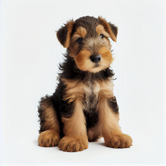 Airedale Terrier dog isolated on a white background PMG