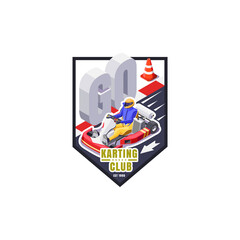 emblem karting club Go Kart racing illustration design