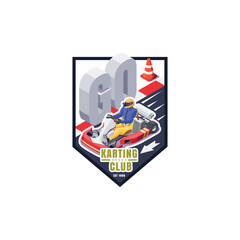 emblem karting club Go Kart racing vector illustration design